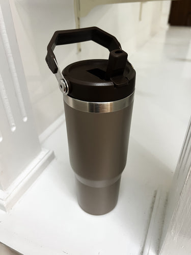 30 Oz. Stainless Steel Flip Straw Tumbler- Cocoa/Brown
