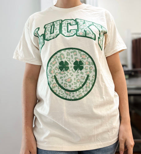 Leopard Lucky Smiley Graphic Tee